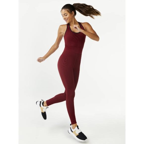 NEW Love & Sports Seamless Unitard Solkida Red Black Size Large (12-14) MSRP $40 - Picture 2 of 7